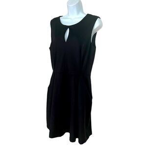 Cynthia Rowley Black  Crew Neck Keyhole  Top Mini Stretch Dress size  L